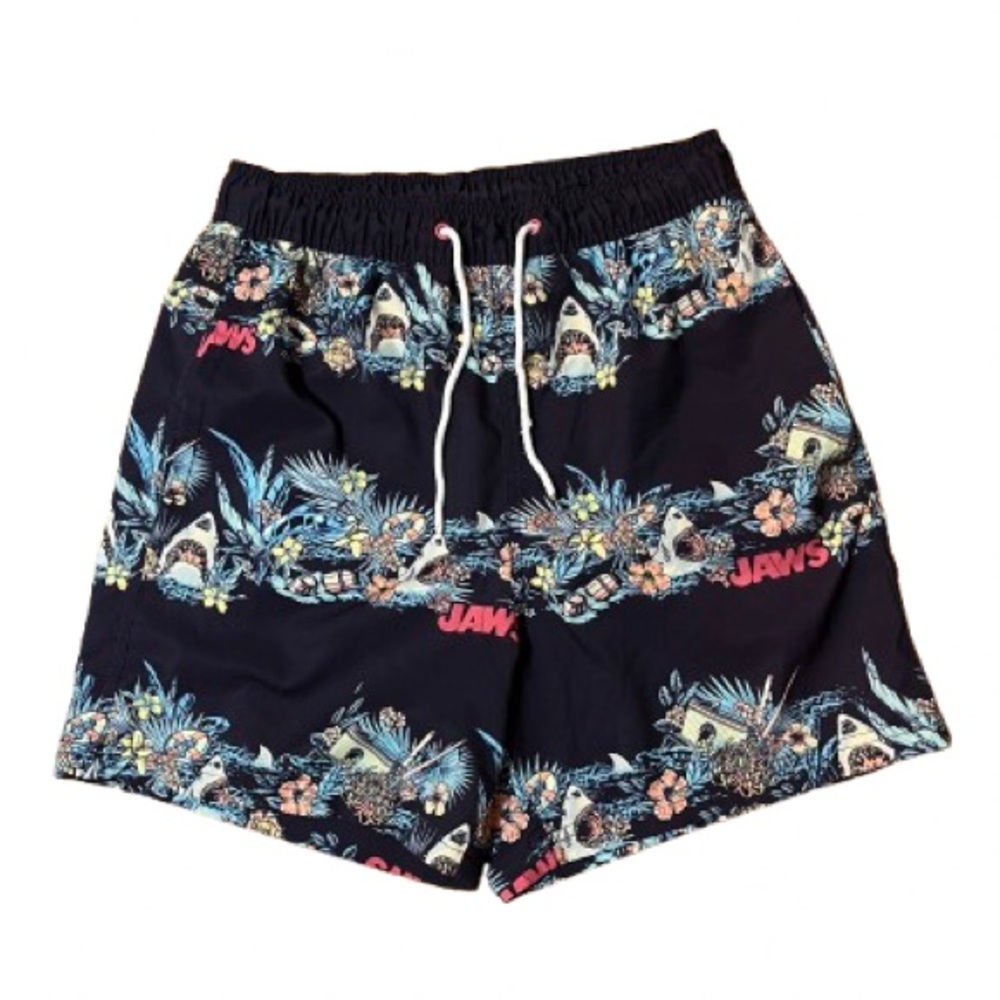 Jaws Universal City Studios Men's Swim Shorts - Black and Blue Size Medium